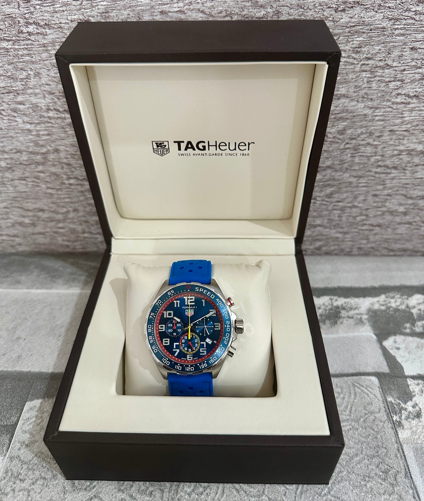 Reloj F1, AAA, Quartz, correa de caucho azul