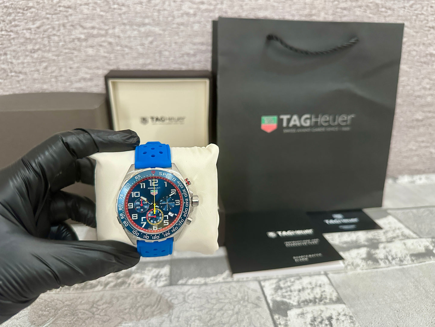 Reloj F1, AAA, Quartz, correa de caucho azul