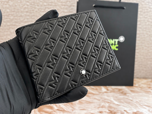 Cartera negra de piel genuina con Monograma M