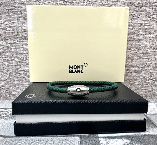 Pulsera verde MB De cuero y acero inoxidable
