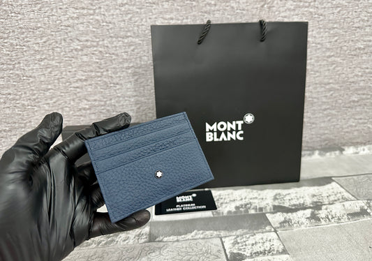 Tarjetero azul de piel genuina Mont B