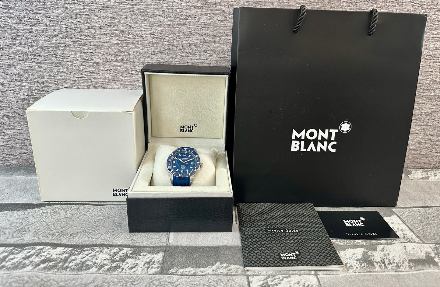 Reloj MB Iced Sea AAA azul correa de caucho
