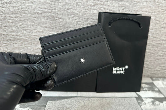 Tarjetero negro de piel genuina Mont B liso