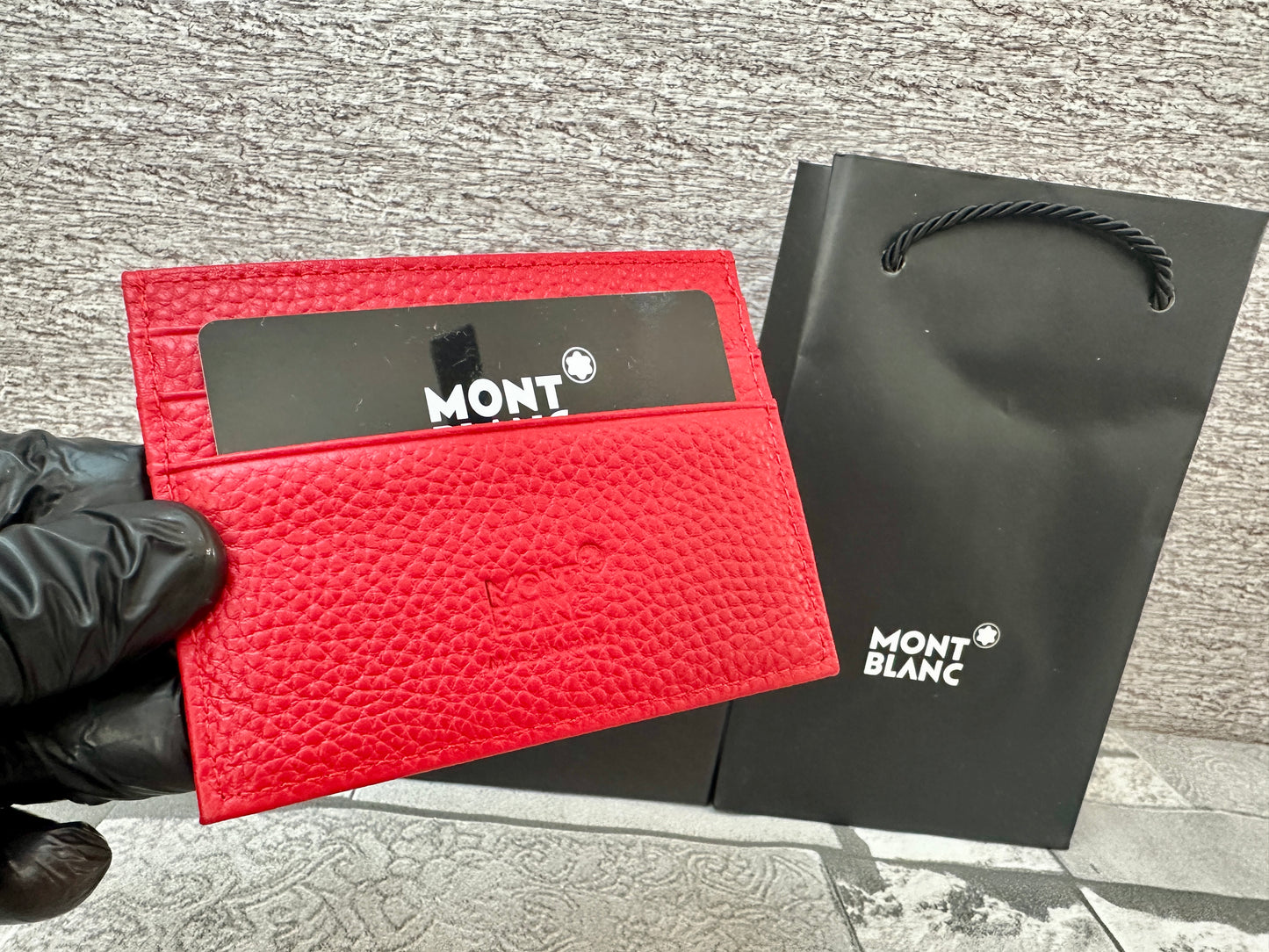 Tarjetero rojo de piel genuina Mont B