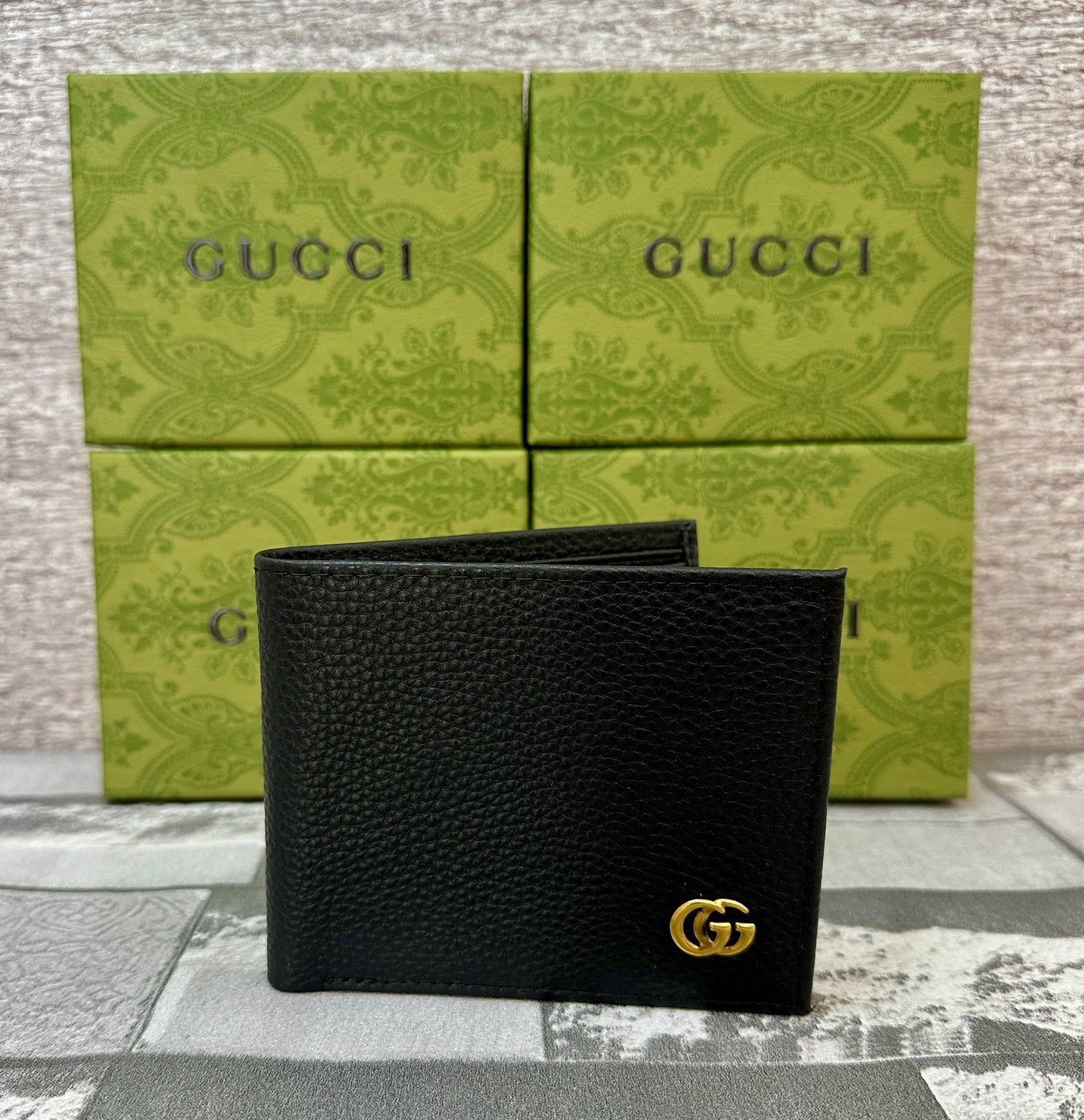 Cartera negra GUCC de piel genuina