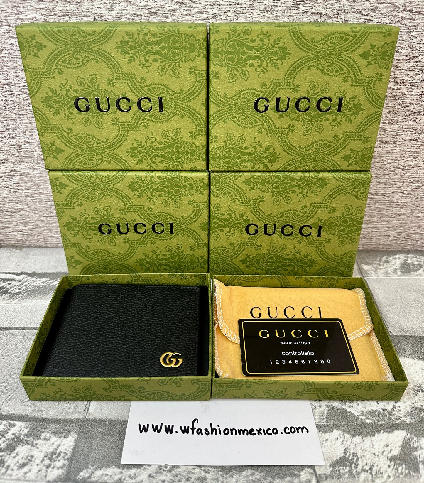 Cartera negra GUCC de piel genuina