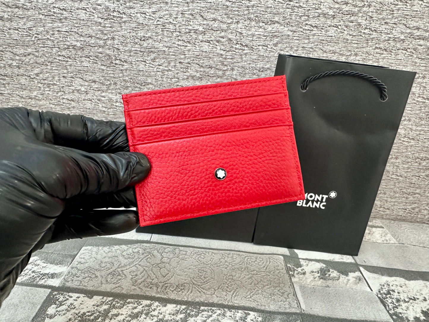 Tarjetero rojo de piel genuina Mont B
