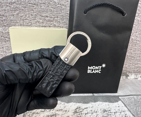 Llavero de Piel Genuina y Acero inoxidable Mont negro