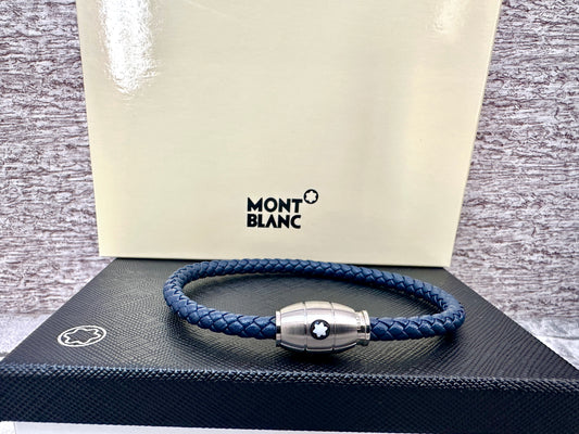 Pulsera azul MB De cuero y acero inoxidable