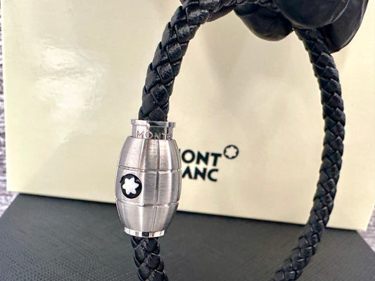 Pulsera negra MB De cuero y acero inoxidable