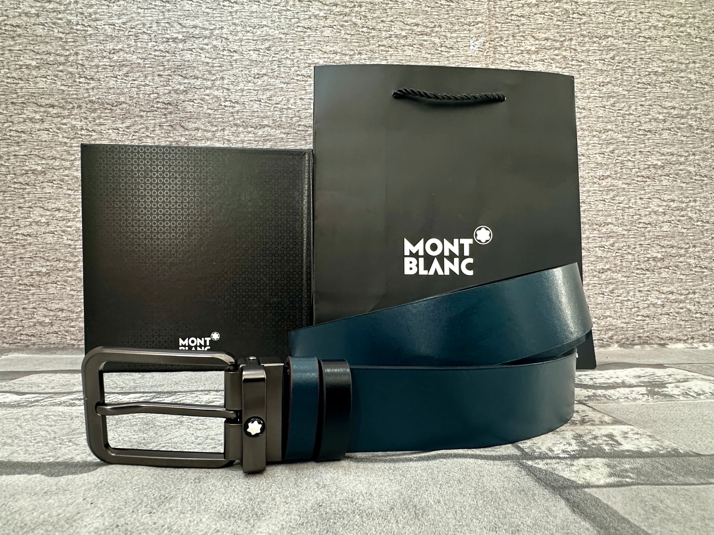 Cinturón Mont B doble vista, negro con azul