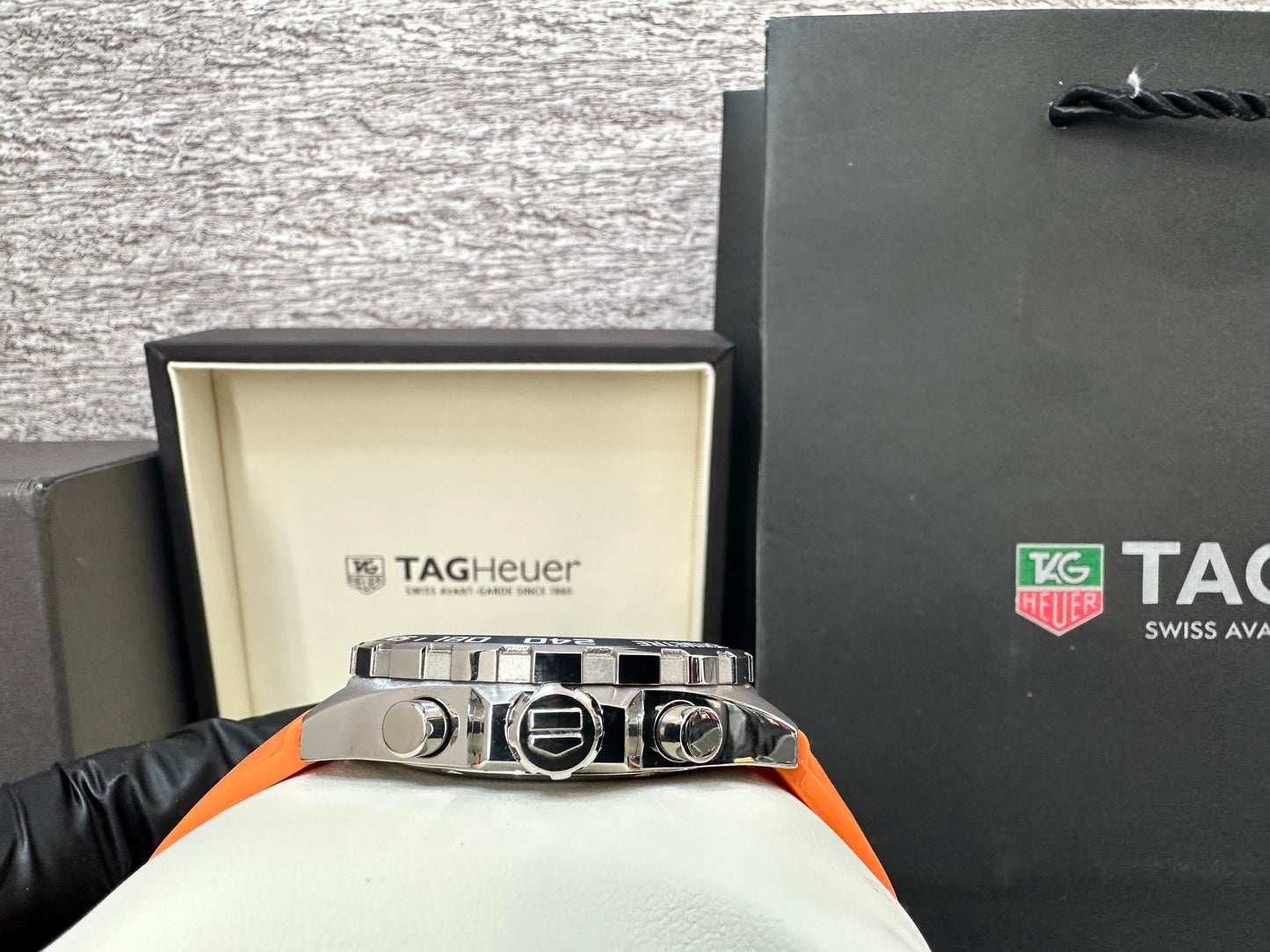 Reloj F1 correa de caucho naranja