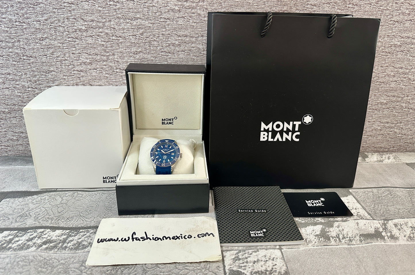 Reloj MB Iced Sea AAA azul correa de caucho