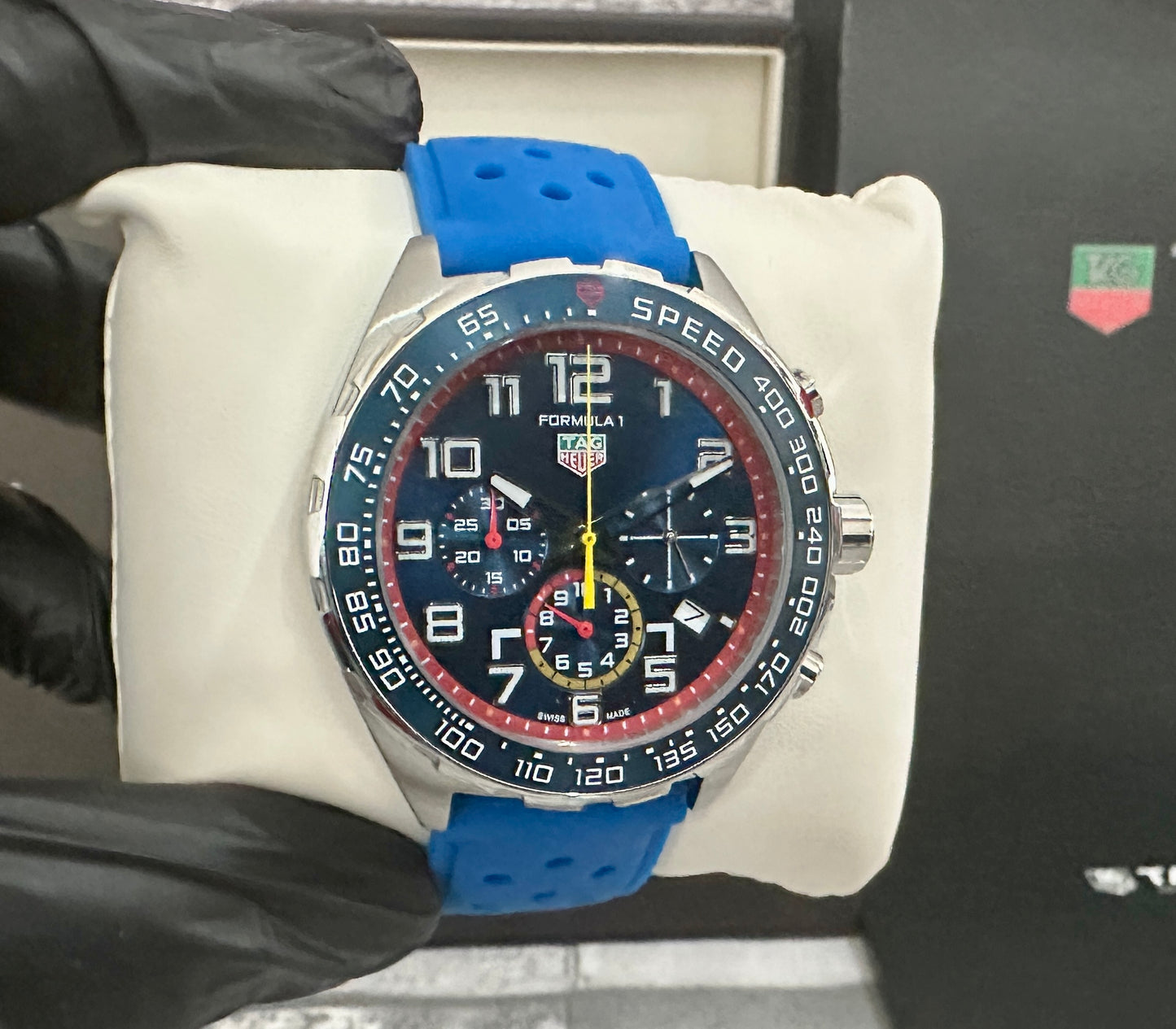 Reloj F1, AAA, Quartz, correa de caucho azul