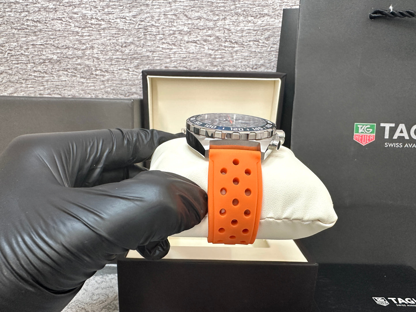 Reloj F1 correa de caucho naranja