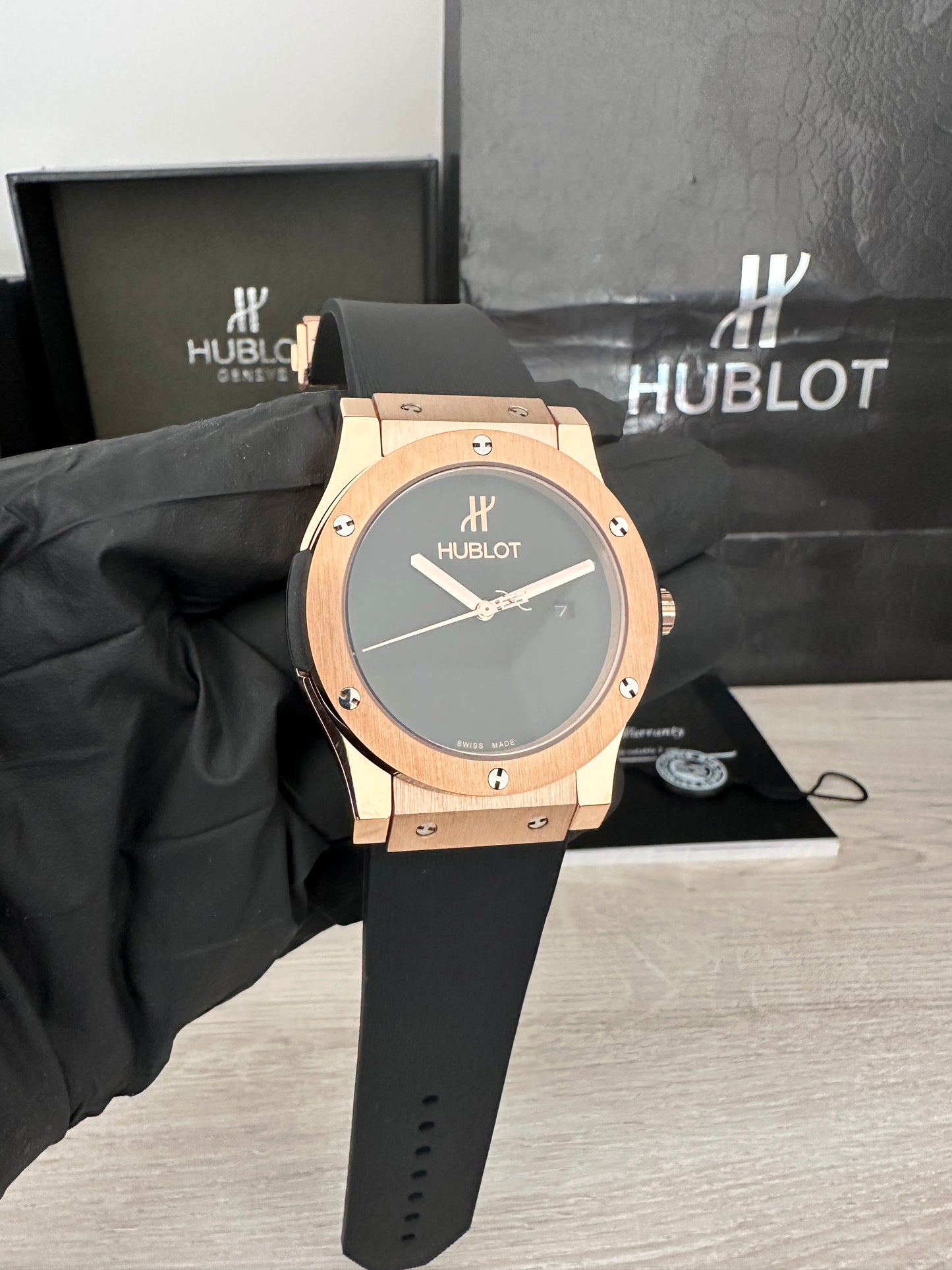 Reloj Hub10t Classic AAA Automático color oro rosa 42 mm.