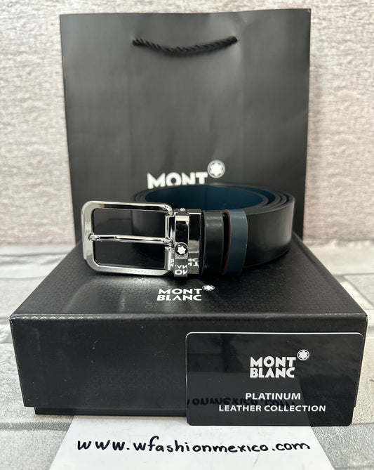 Cinturón Mont B doble vista, negro con azul