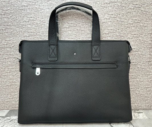 Portafolio negro de Piel Genuina, perfecto para laptops