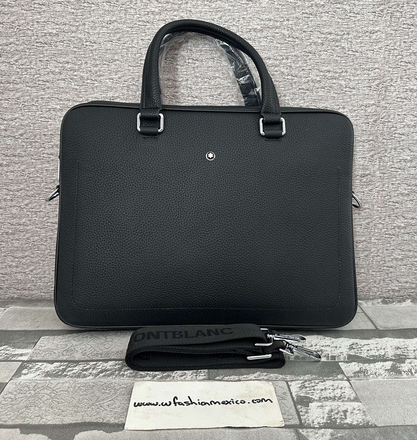 Portafolio negro de Piel Genuina, perfecto para laptops