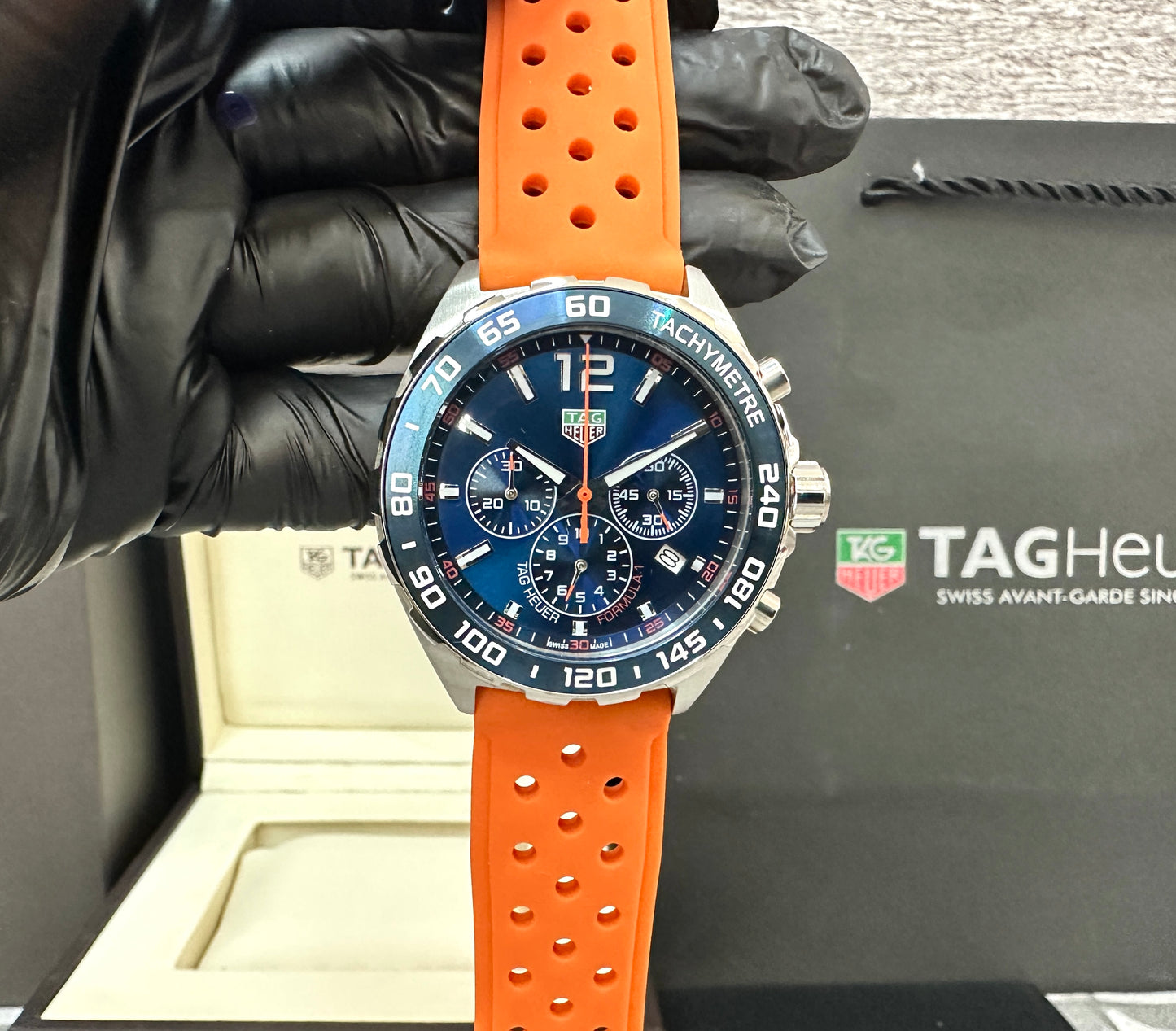 Reloj F1 correa de caucho naranja
