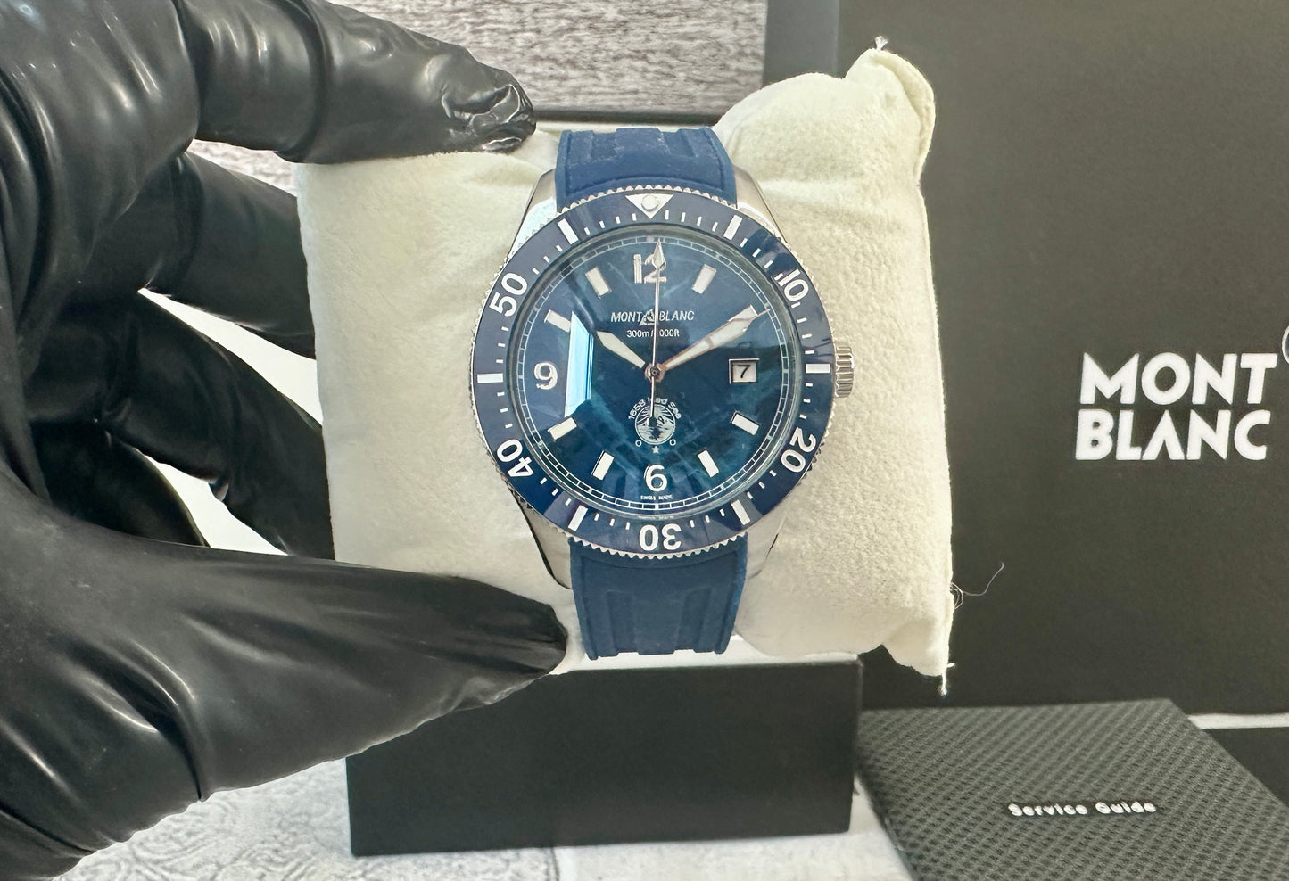 Reloj MB Iced Sea AAA azul correa de caucho