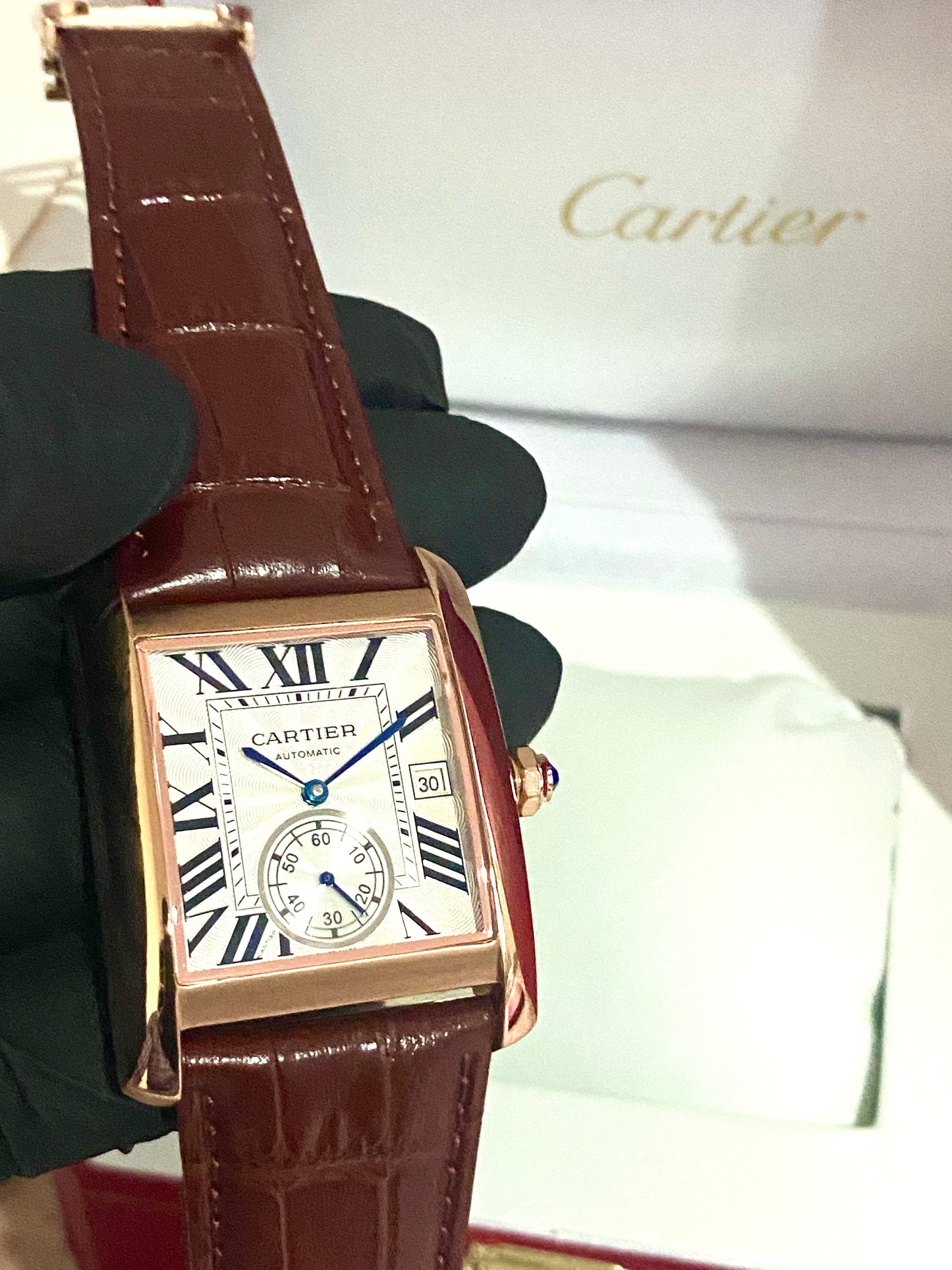 Reloj Tank MC AAA Automático correa de Piel Café