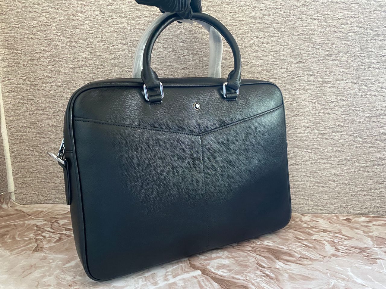 Portafolio negro de Piel Genuina, perfecto para laptops, modelo 2