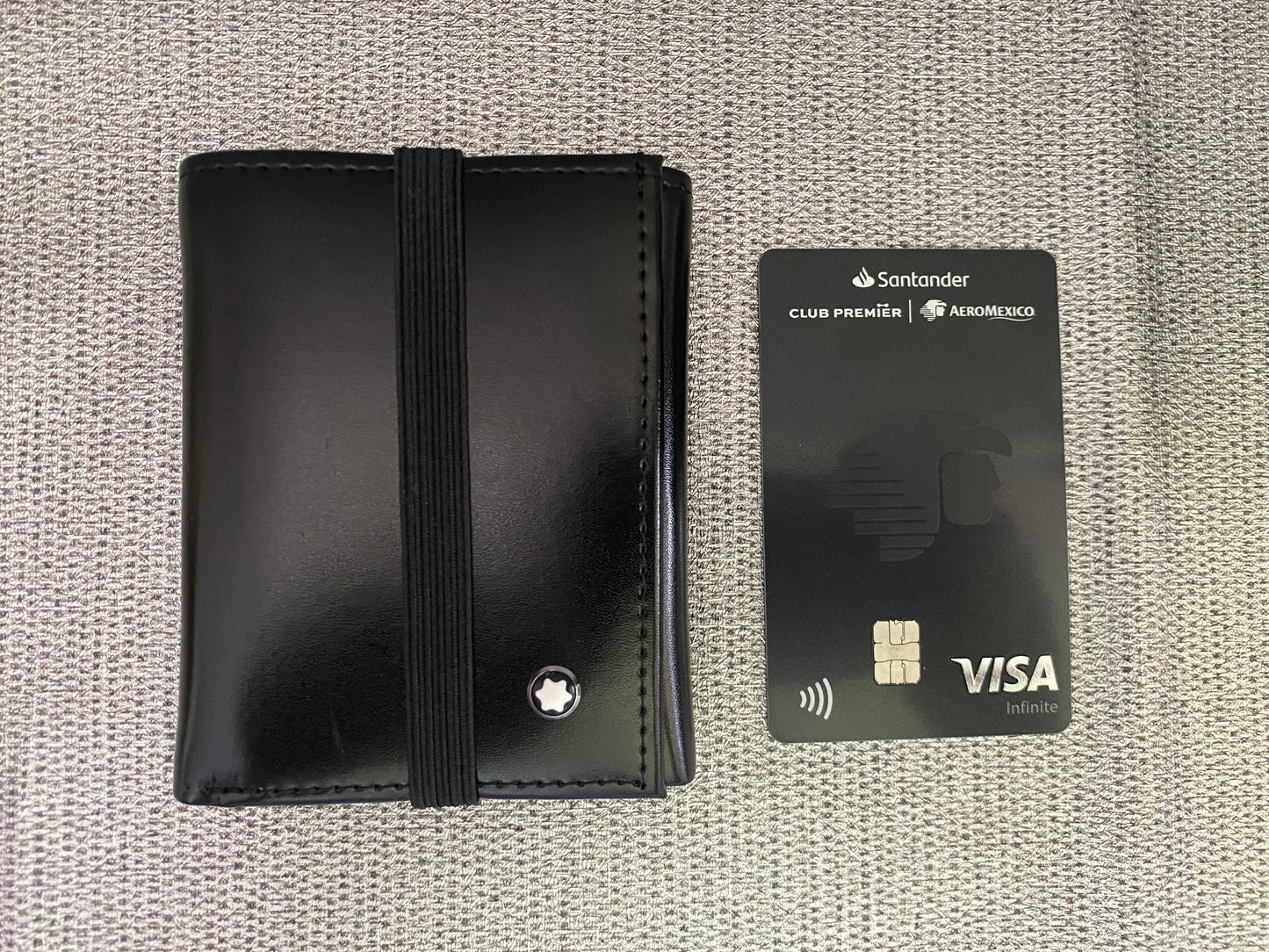 Cartera negra Trifold de piel genuina M0ntbl4nc