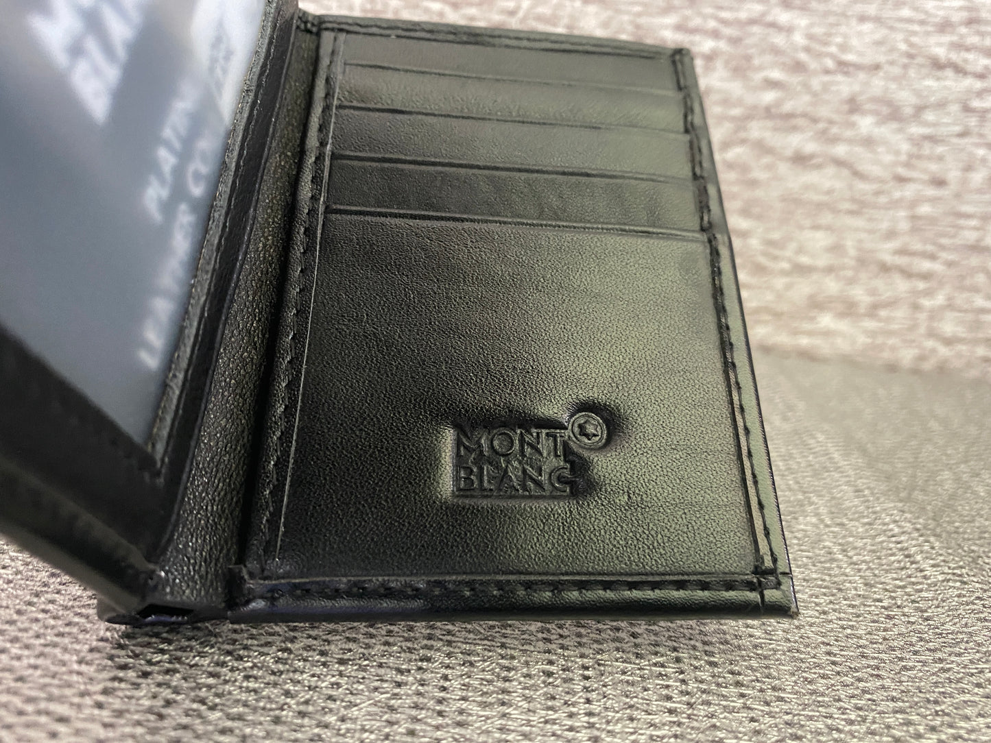 Cartera negra Trifold de piel genuina M0ntbl4nc