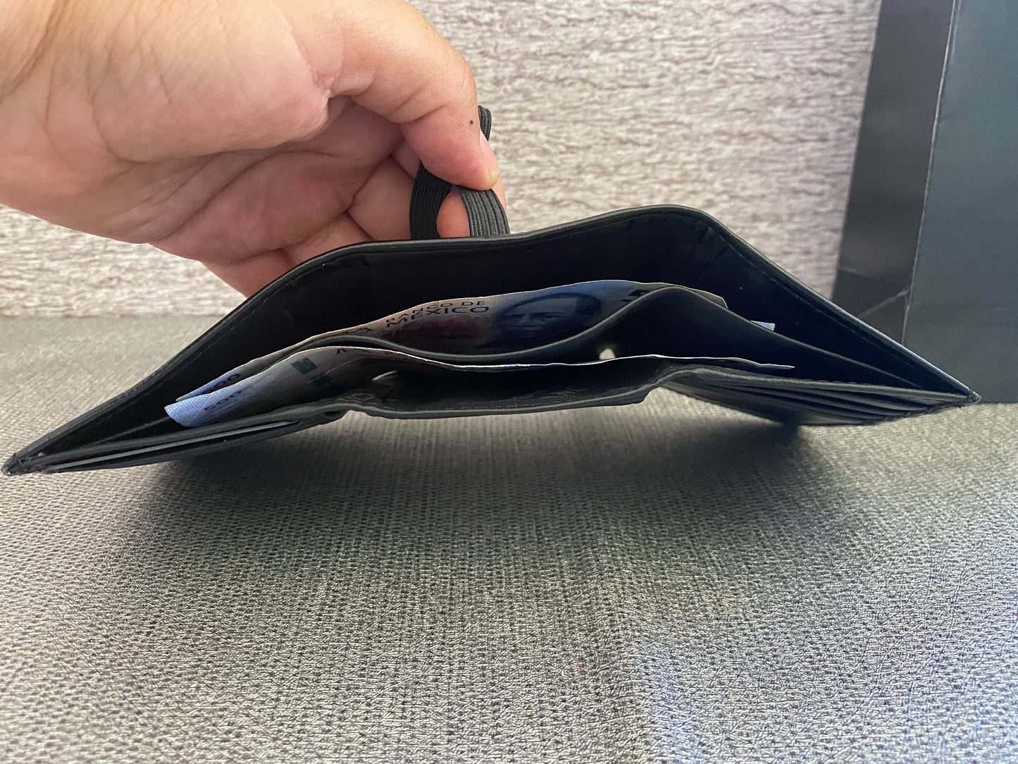 Cartera negra Trifold de piel genuina M0ntbl4nc