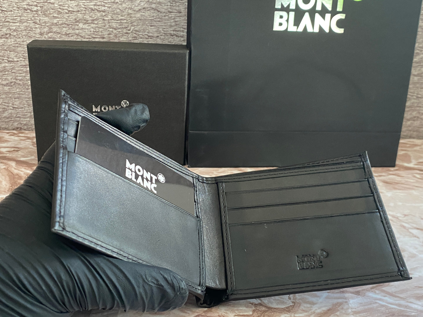 Cartera negra de piel genuina MB diseño M.
