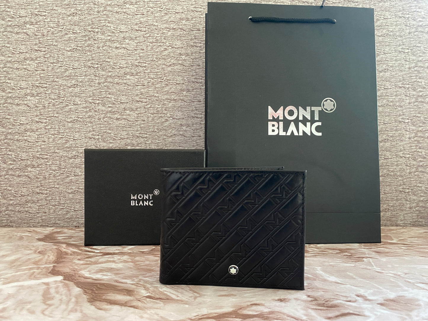 Cartera negra de piel genuina MB diseño M.