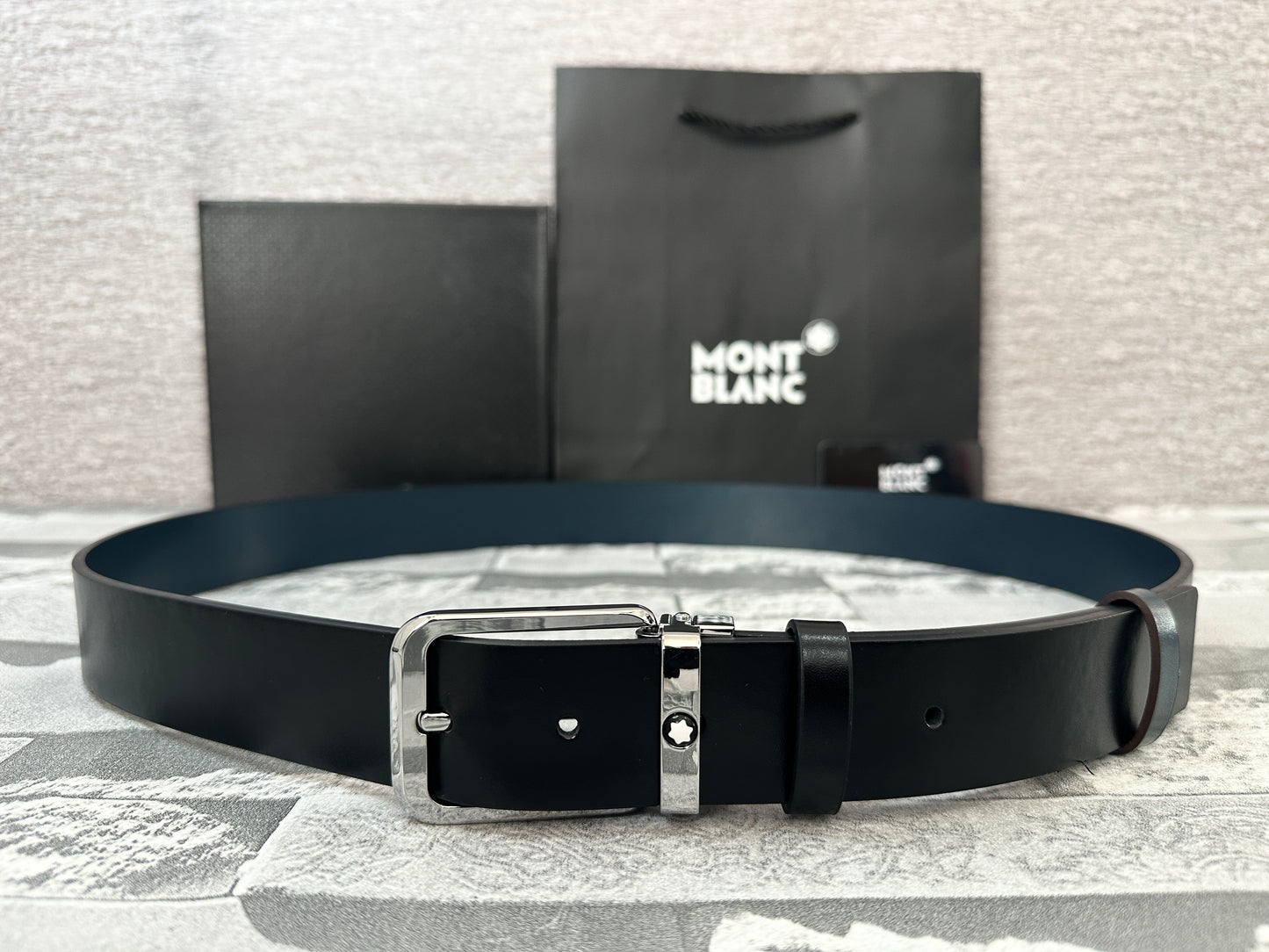 Cinturón Mont B doble vista, negro con azul