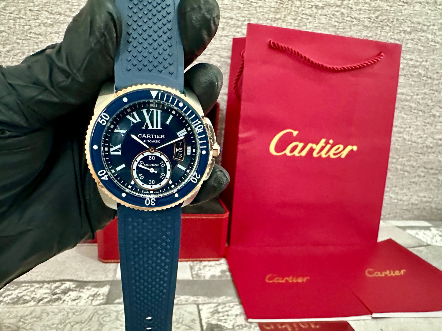 Calibre Diver AAA Automático correa de caucho Azul