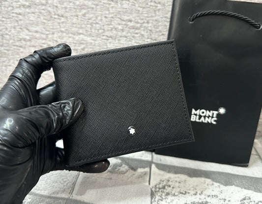 Cartera negra de piel genuina MB