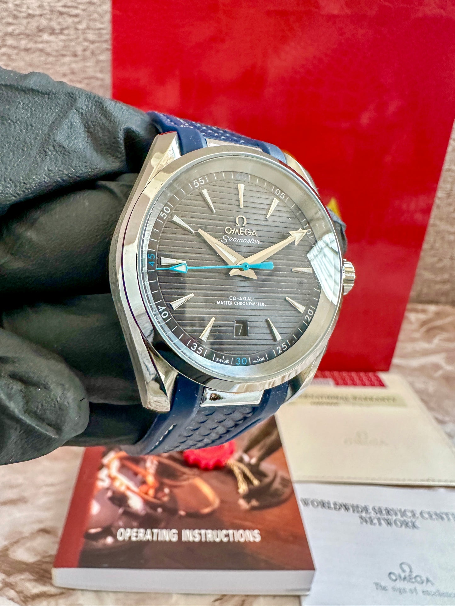 Reloj OM Aqua Terra AAA Automatico azul, correa de caucho