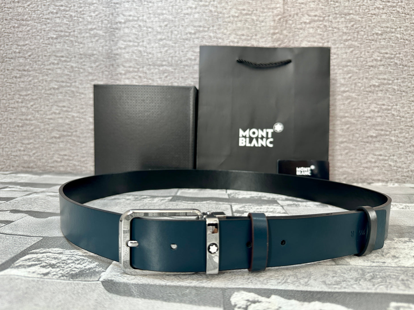 Cinturón Mont B doble vista, negro con azul