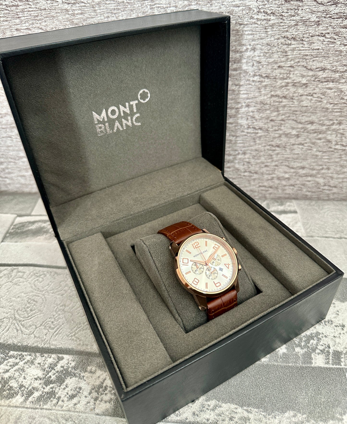 Reloj Mont B Chronograph Correa de piel café