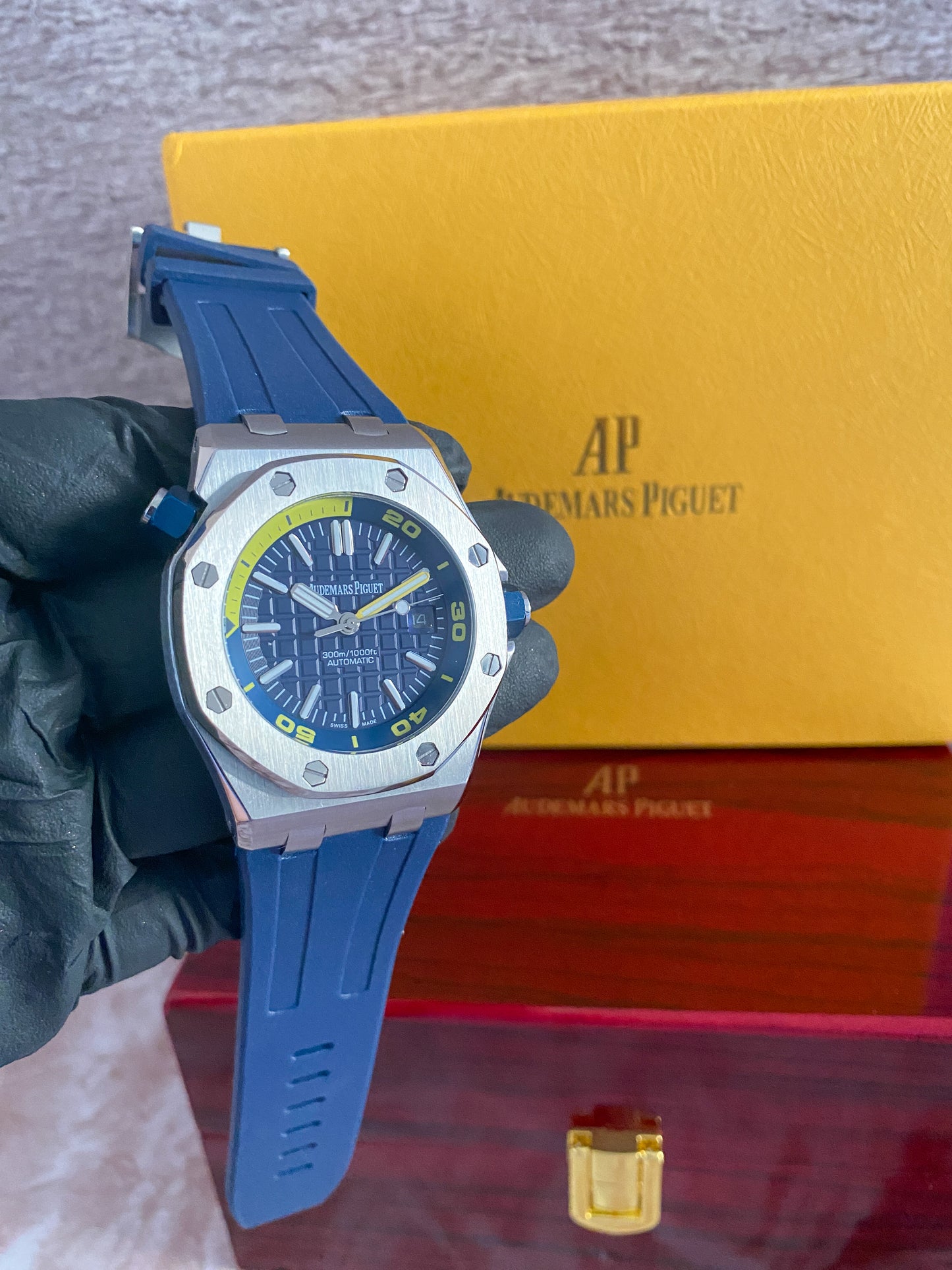 Reloj AP, AAA, Automático, 42 mm., correa de caucho azul