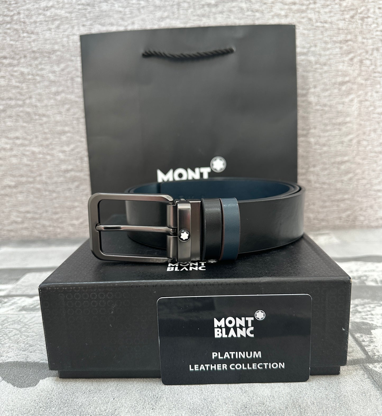 Cinturón Mont B doble vista, negro con azul