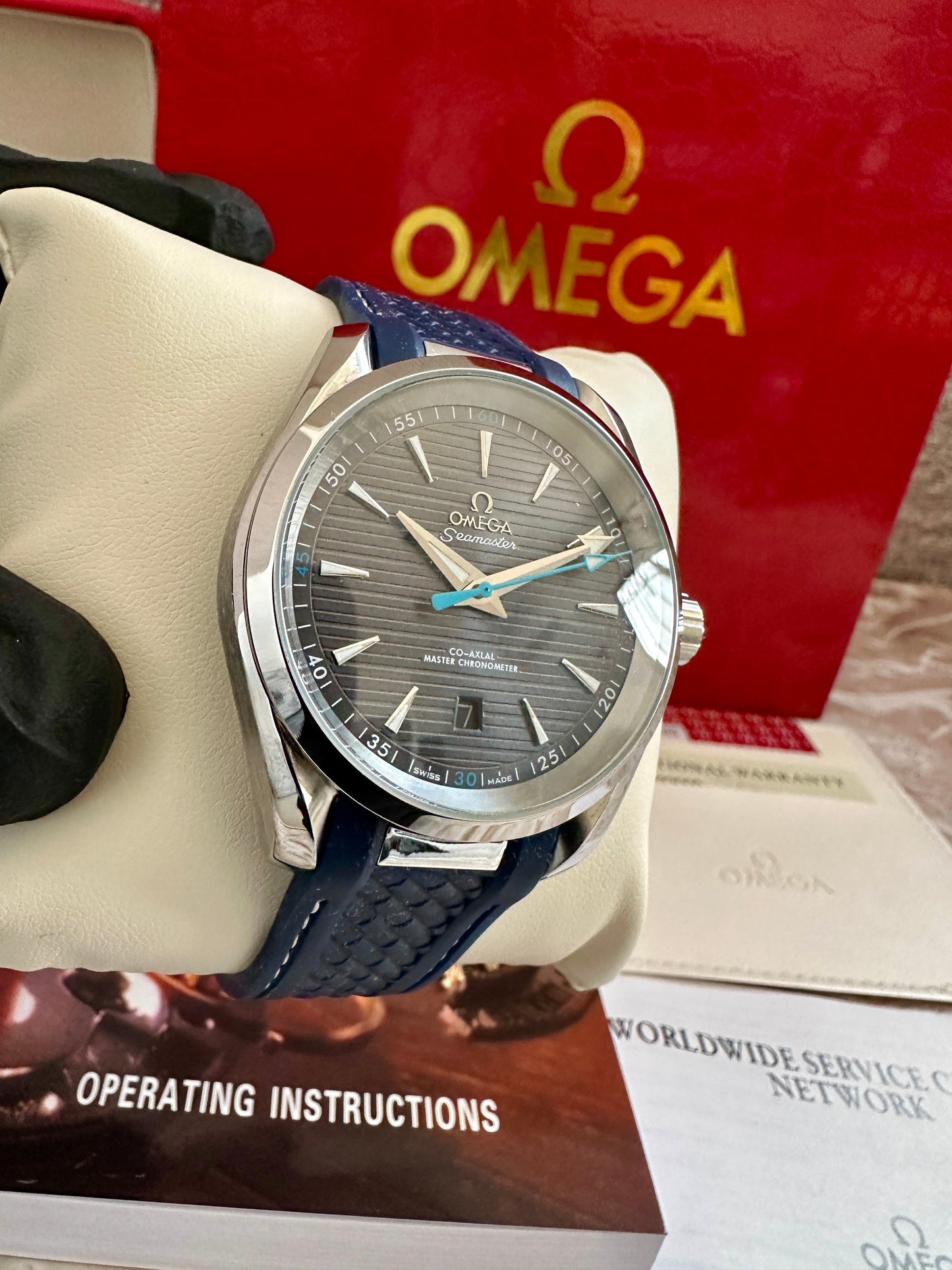 Reloj OM Aqua Terra AAA Automatico azul, correa de caucho