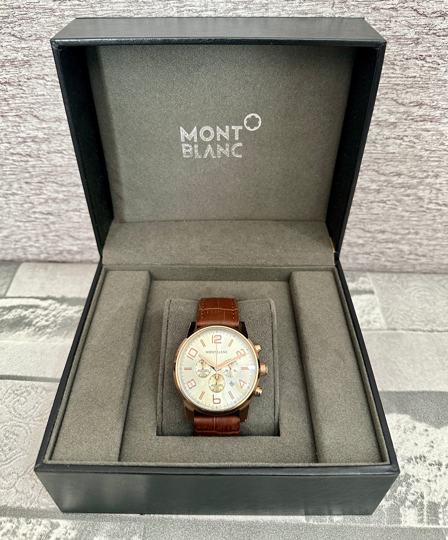 Reloj Mont B Chronograph Correa de piel café