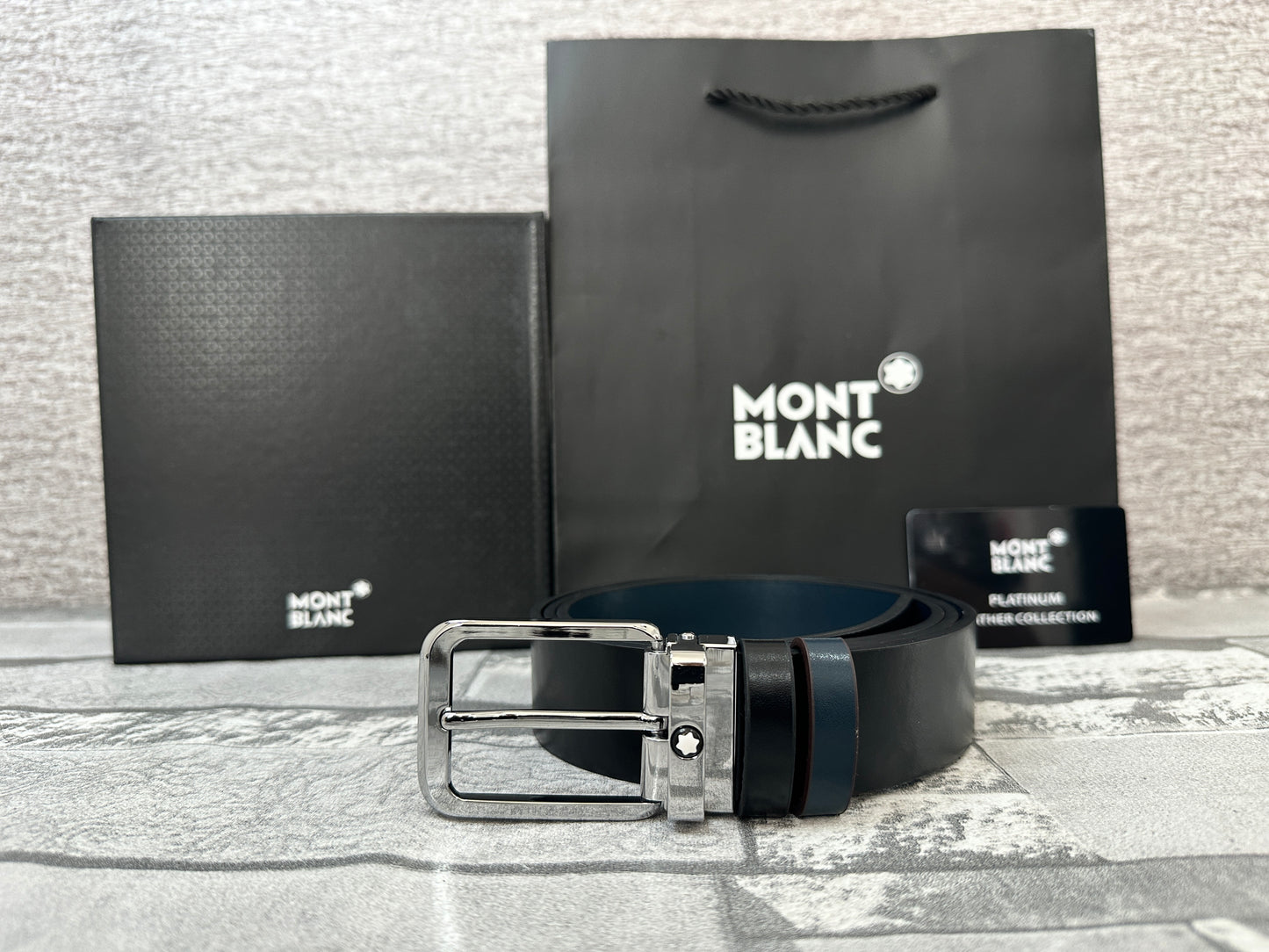 Cinturón Mont B doble vista, negro con azul