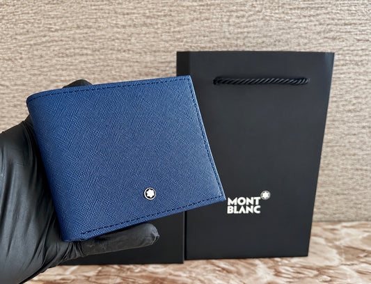 Cartera azul de piel genuina MB