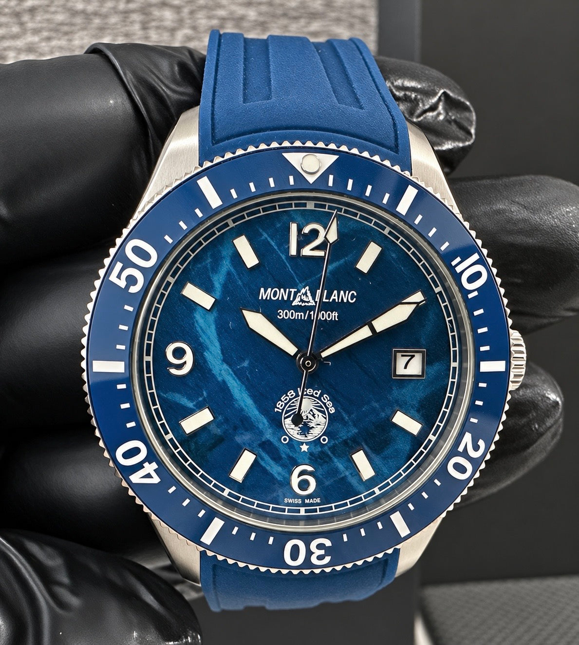 Reloj MB Iced Sea AAA azul correa de caucho