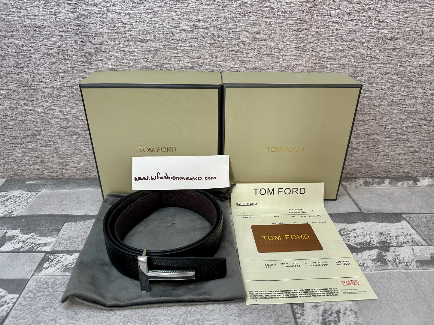 Cinturón Tom F0RD negro hebilla plateada