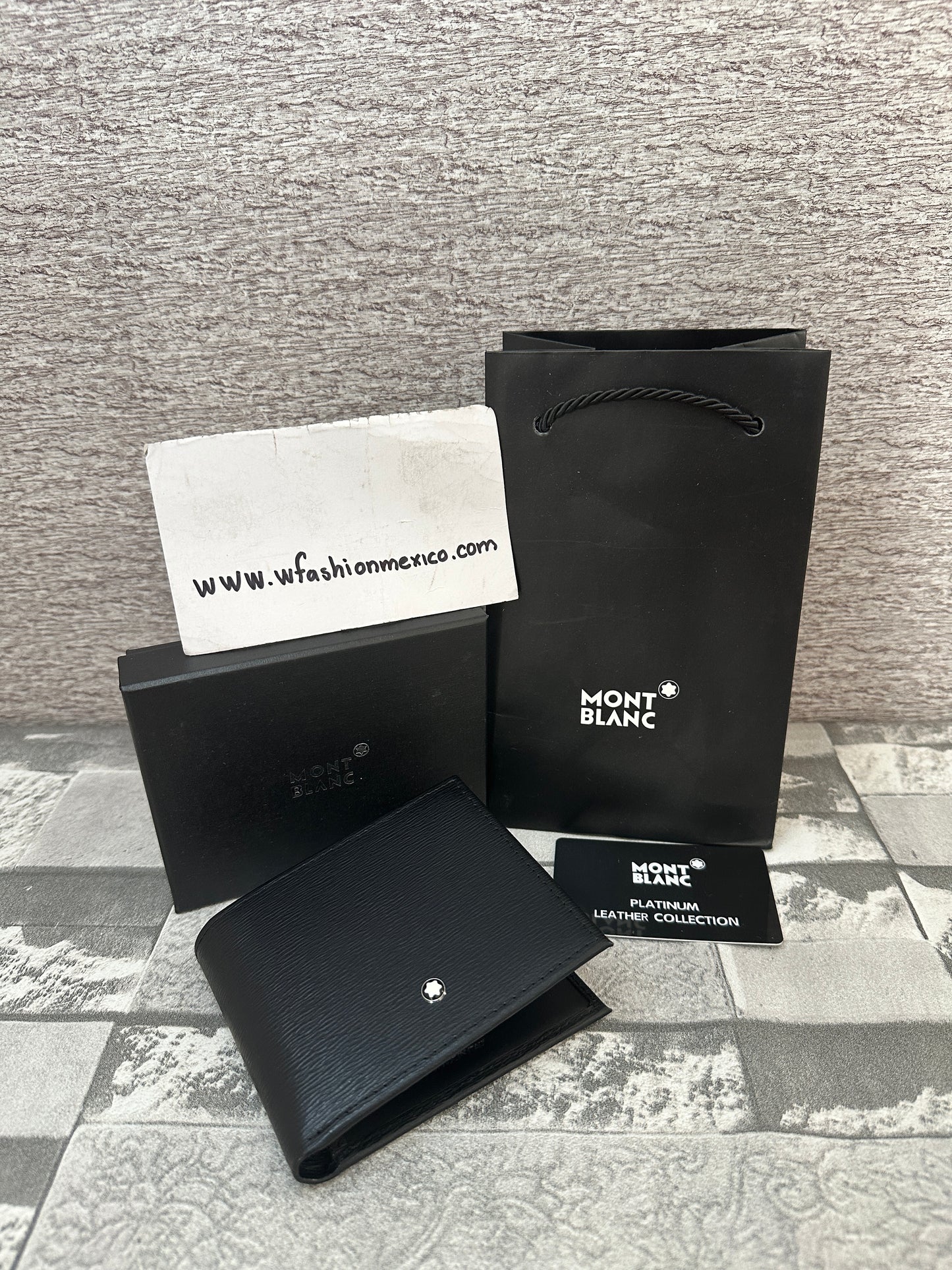 Cartera negra de piel genuina MB