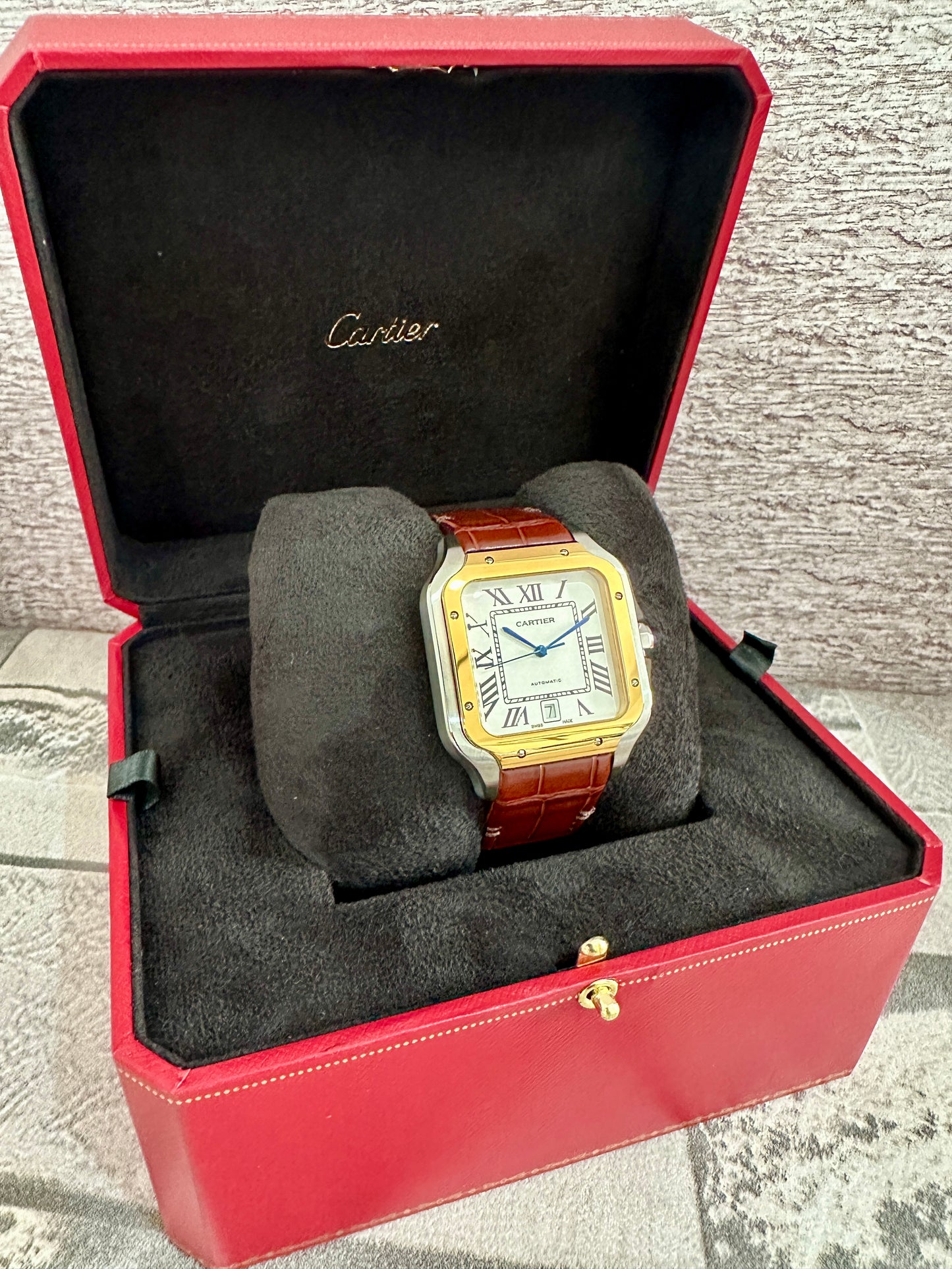 Reloj Santos Crt1er AAA Automático, Correa de piel cafe