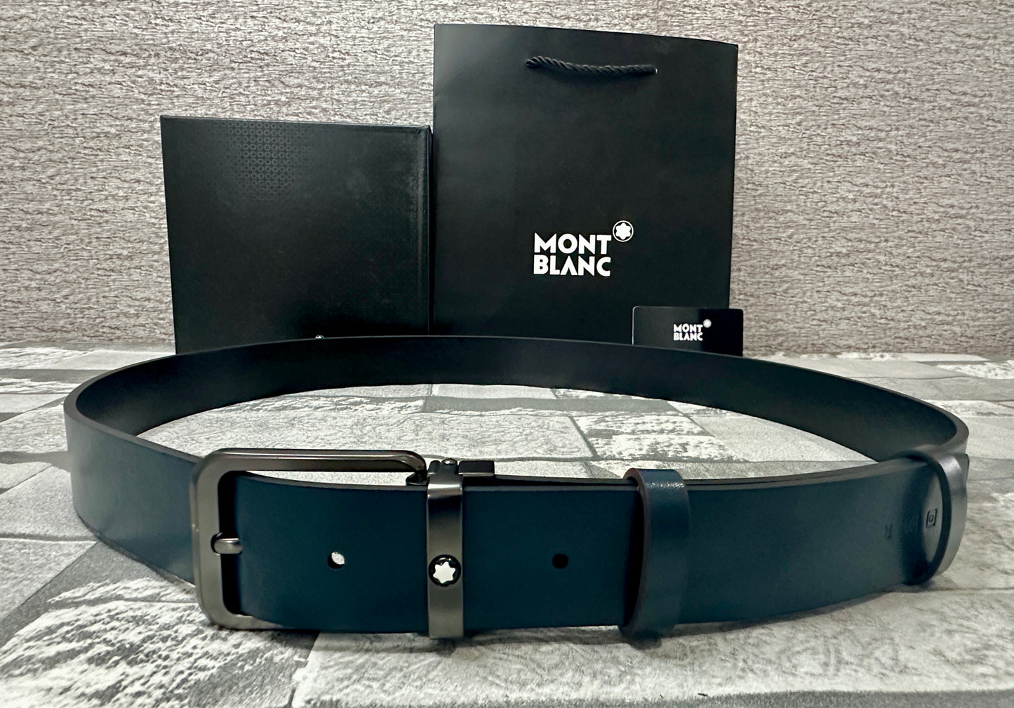 Cinturón Mont B doble vista, negro con azul