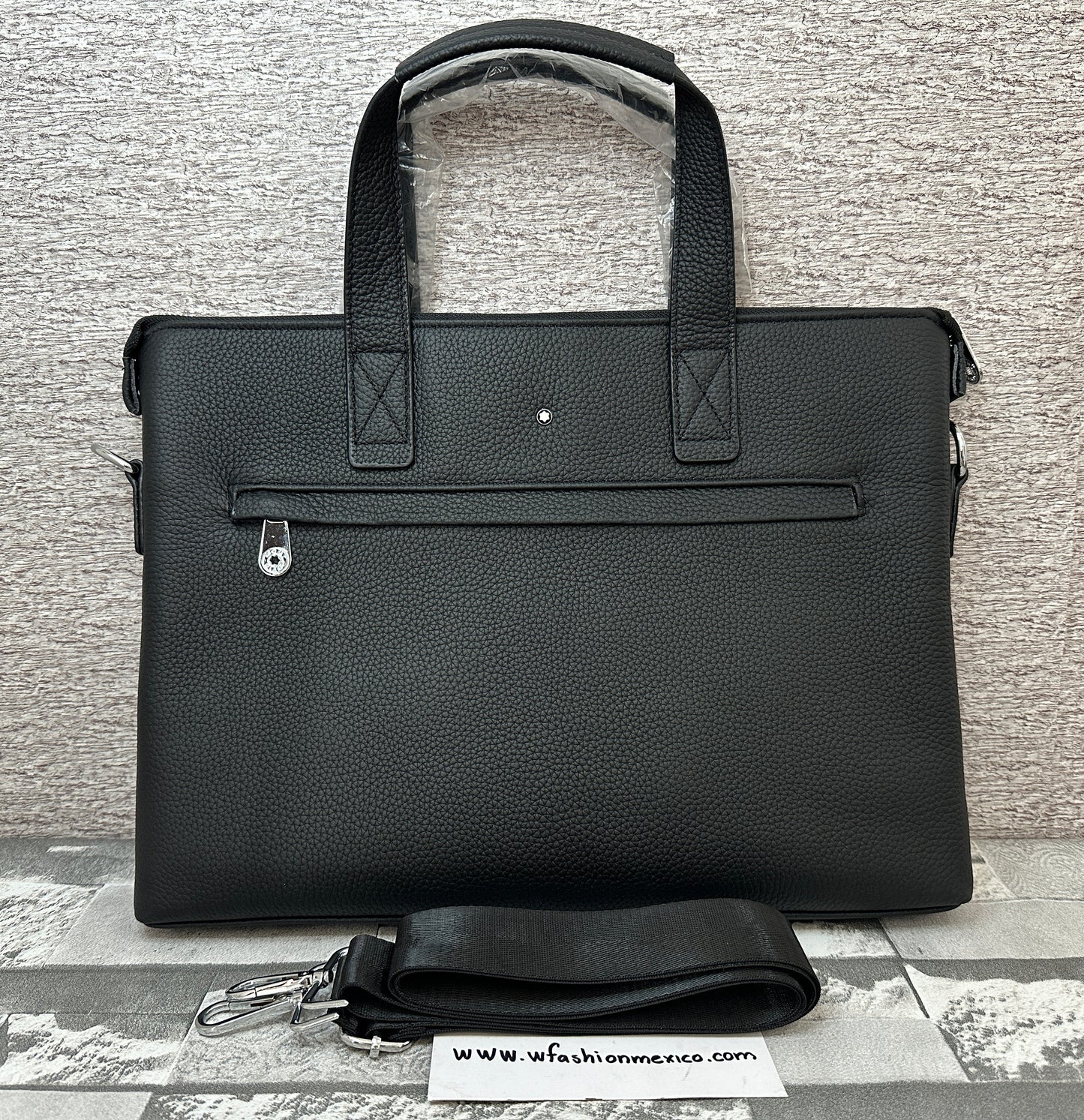 Portafolio negro de Piel Genuina, perfecto para laptops